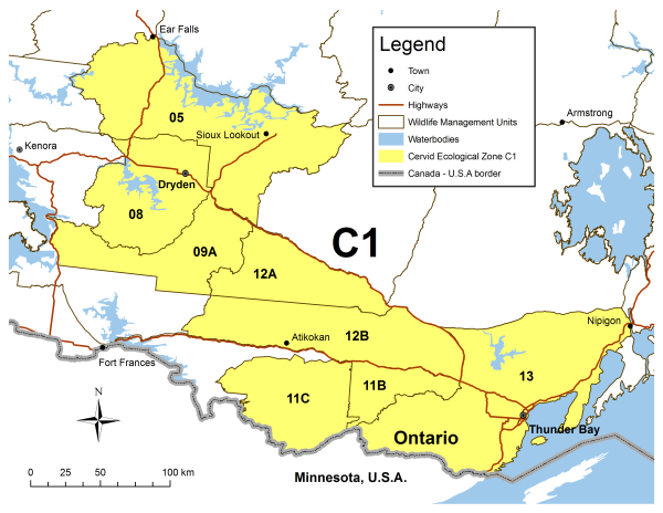 map of cervid ecological zone overview