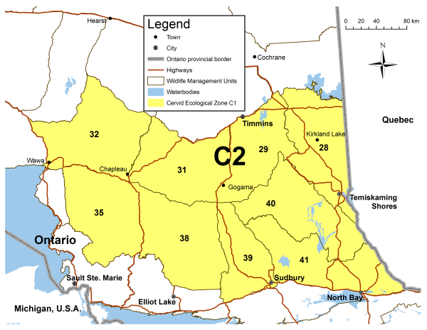 map of cervid ecological zone overview